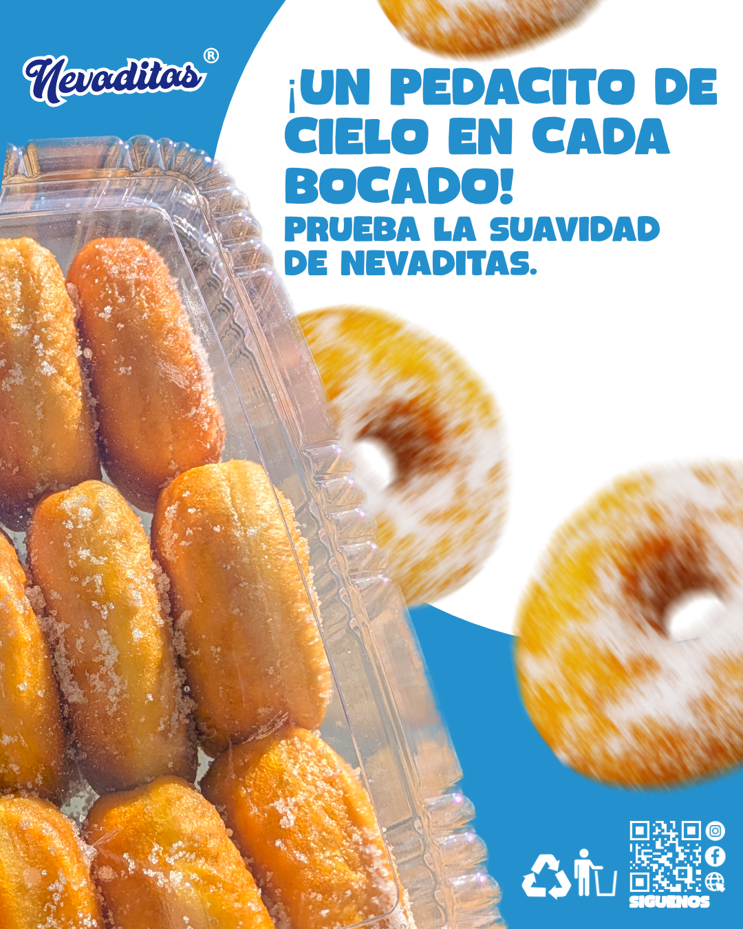 12 donas minis azucaradas nevaditas